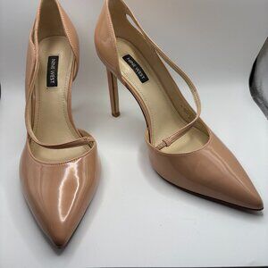 Nine West Nude Patent Mary Jane Pointed Toe Stiletto Pumps Size 8